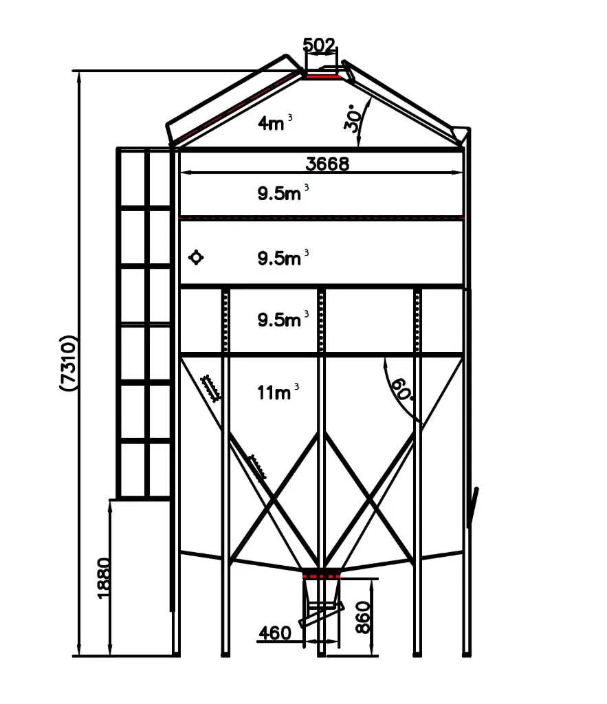 SILO RACAO 34T D3600 4A - 53m3